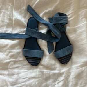 Pour la Victoire Blue Suede Sandals
